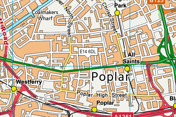 E14 6DL map - OS VectorMap District (Ordnance Survey)