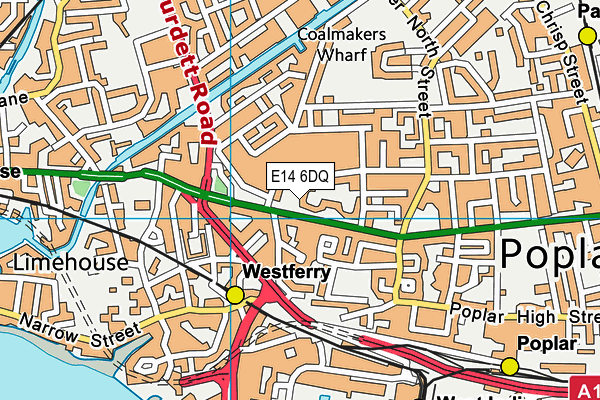 E14 6DQ map - OS VectorMap District (Ordnance Survey)