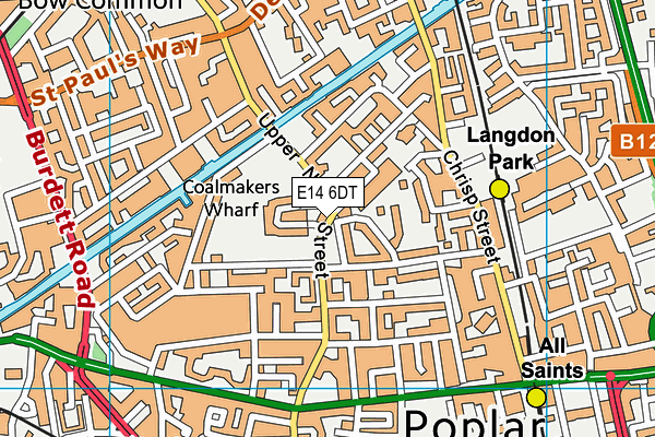 E14 6DT map - OS VectorMap District (Ordnance Survey)