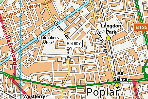 E14 6DY map - OS VectorMap District (Ordnance Survey)