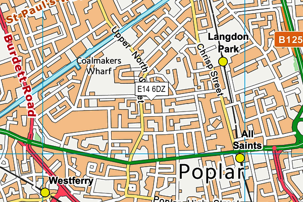 E14 6DZ map - OS VectorMap District (Ordnance Survey)
