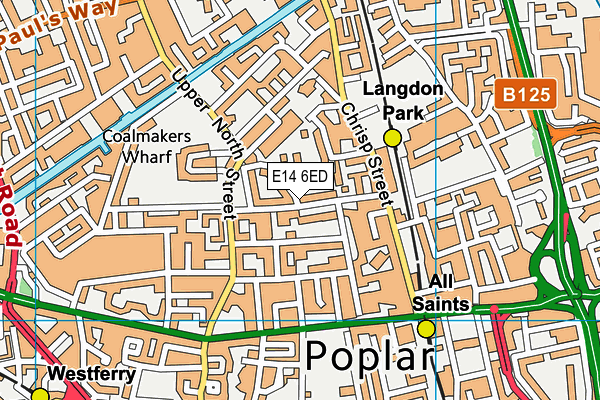 E14 6ED map - OS VectorMap District (Ordnance Survey)