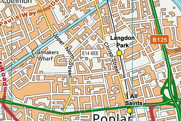 E14 6EE map - OS VectorMap District (Ordnance Survey)