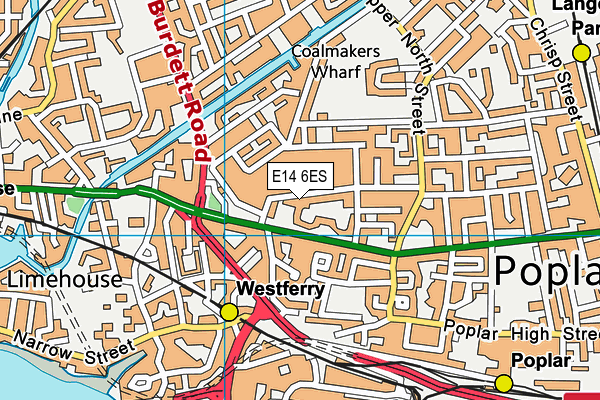 E14 6ES map - OS VectorMap District (Ordnance Survey)