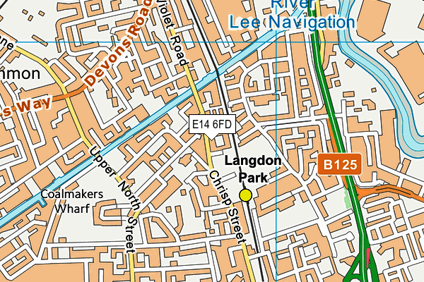 E14 6FD map - OS VectorMap District (Ordnance Survey)