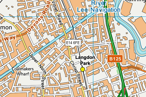 E14 6FE map - OS VectorMap District (Ordnance Survey)
