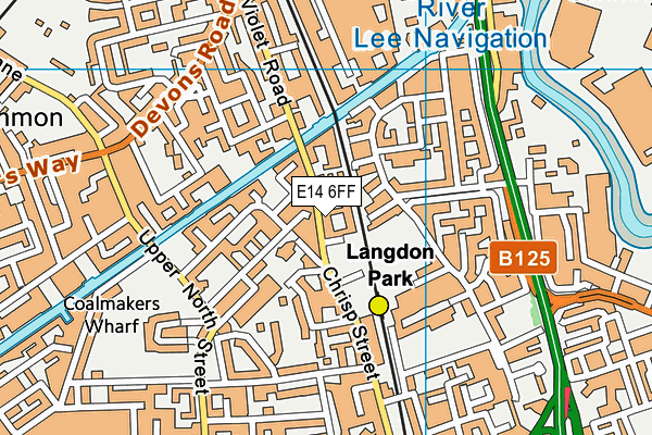 E14 6FF map - OS VectorMap District (Ordnance Survey)