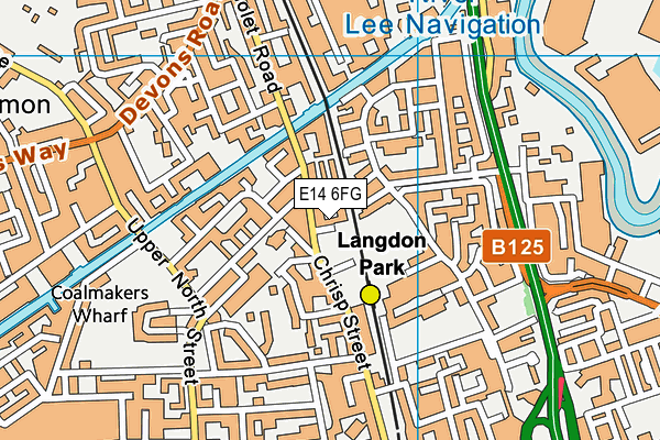 E14 6FG map - OS VectorMap District (Ordnance Survey)