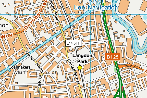 E14 6FH map - OS VectorMap District (Ordnance Survey)