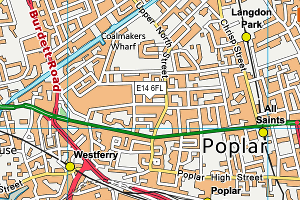 E14 6FL map - OS VectorMap District (Ordnance Survey)