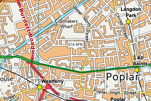 E14 6FN map - OS VectorMap District (Ordnance Survey)