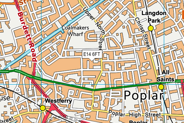 E14 6FT map - OS VectorMap District (Ordnance Survey)
