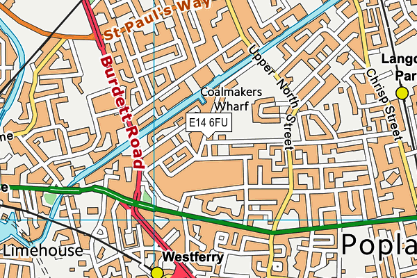 E14 6FU map - OS VectorMap District (Ordnance Survey)
