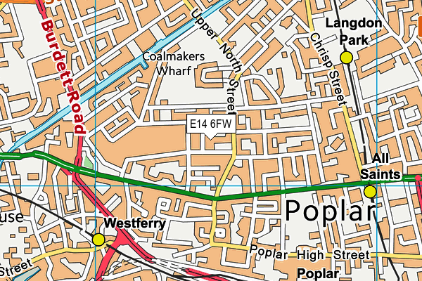 E14 6FW map - OS VectorMap District (Ordnance Survey)