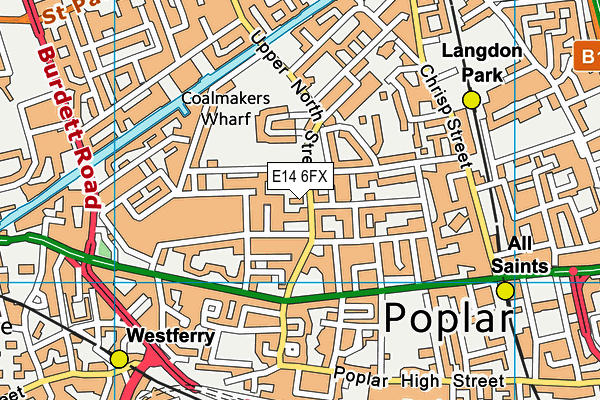 E14 6FX map - OS VectorMap District (Ordnance Survey)