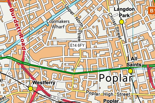 E14 6FY map - OS VectorMap District (Ordnance Survey)