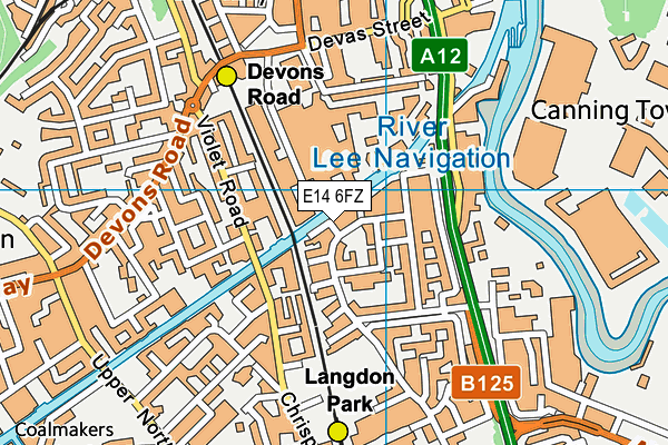 E14 6FZ map - OS VectorMap District (Ordnance Survey)