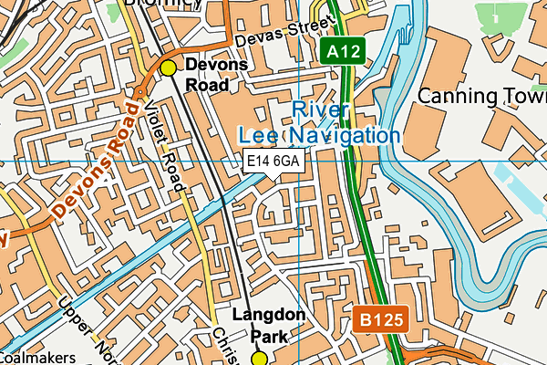 E14 6GA map - OS VectorMap District (Ordnance Survey)