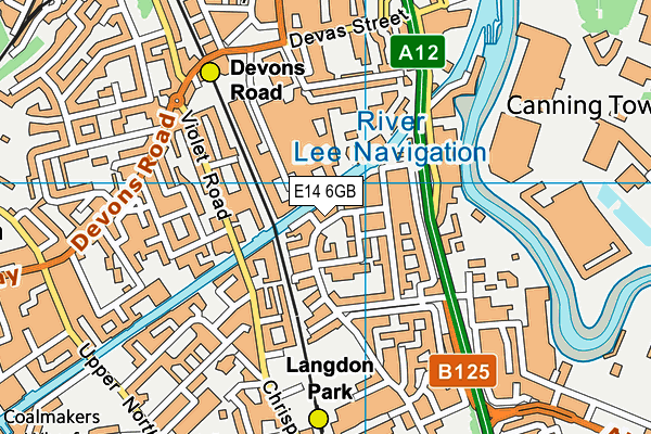 E14 6GB map - OS VectorMap District (Ordnance Survey)