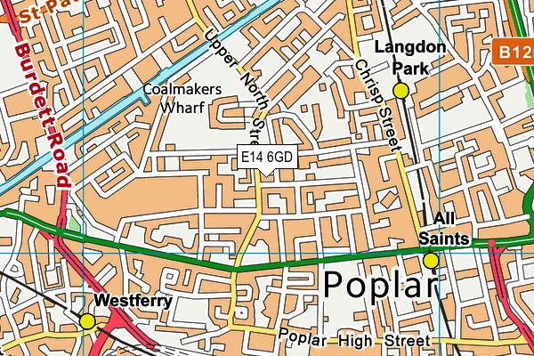 E14 6GD map - OS VectorMap District (Ordnance Survey)