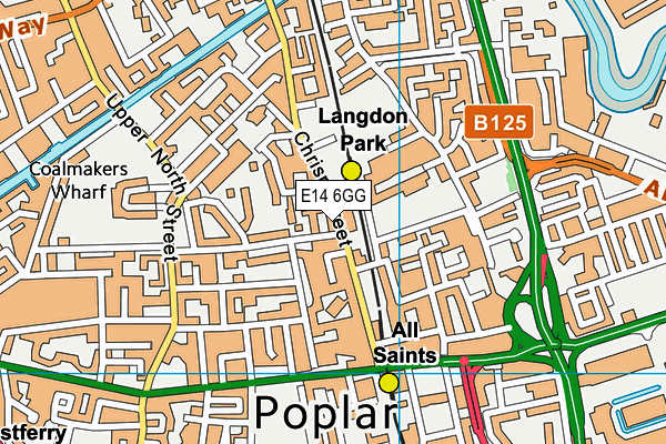 E14 6GG map - OS VectorMap District (Ordnance Survey)