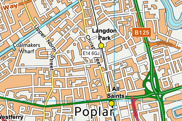 E14 6GJ map - OS VectorMap District (Ordnance Survey)