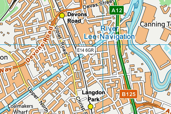 E14 6GR map - OS VectorMap District (Ordnance Survey)