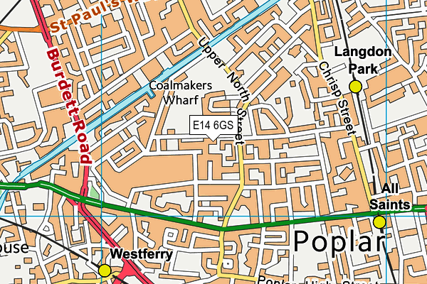 E14 6GS map - OS VectorMap District (Ordnance Survey)