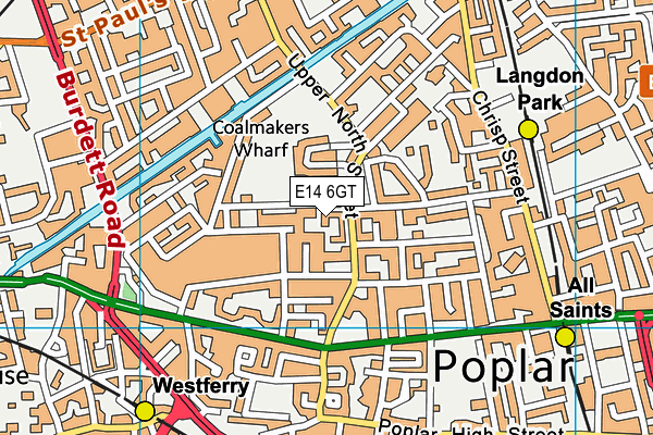 E14 6GT map - OS VectorMap District (Ordnance Survey)