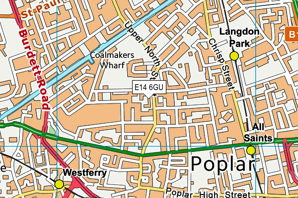 E14 6GU map - OS VectorMap District (Ordnance Survey)