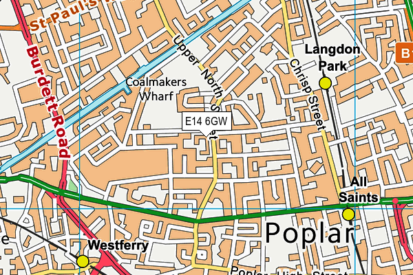 E14 6GW map - OS VectorMap District (Ordnance Survey)