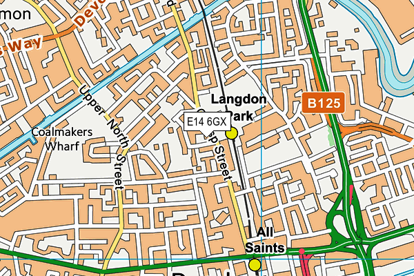 E14 6GX map - OS VectorMap District (Ordnance Survey)