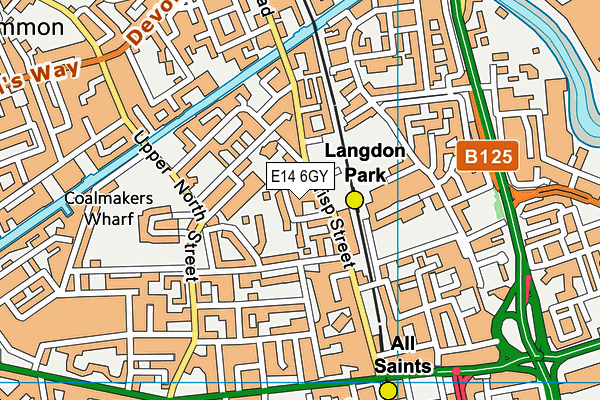 E14 6GY map - OS VectorMap District (Ordnance Survey)