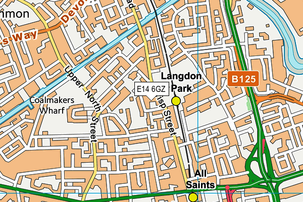 E14 6GZ map - OS VectorMap District (Ordnance Survey)