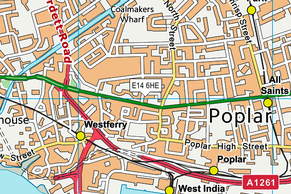 E14 6HE map - OS VectorMap District (Ordnance Survey)