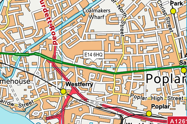 E14 6HQ map - OS VectorMap District (Ordnance Survey)