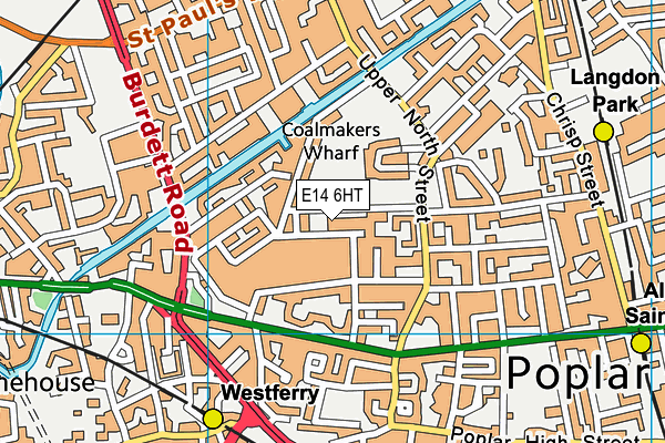 E14 6HT map - OS VectorMap District (Ordnance Survey)