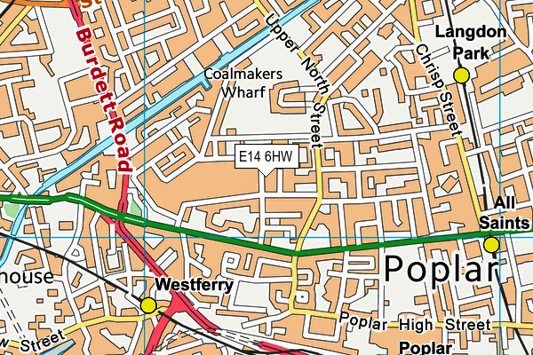 E14 6HW map - OS VectorMap District (Ordnance Survey)