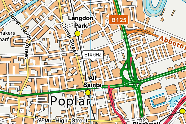 E14 6HZ map - OS VectorMap District (Ordnance Survey)