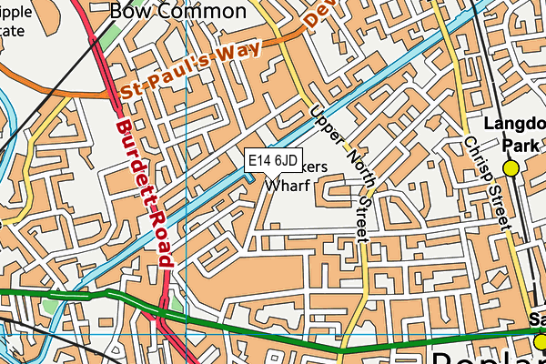 E14 6JD map - OS VectorMap District (Ordnance Survey)