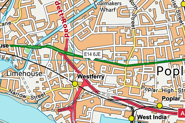 E14 6JE map - OS VectorMap District (Ordnance Survey)