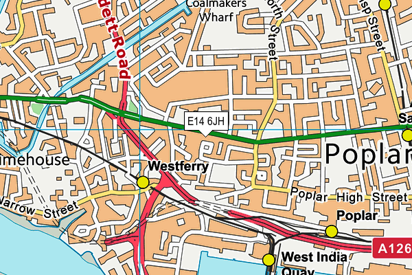 E14 6JH map - OS VectorMap District (Ordnance Survey)