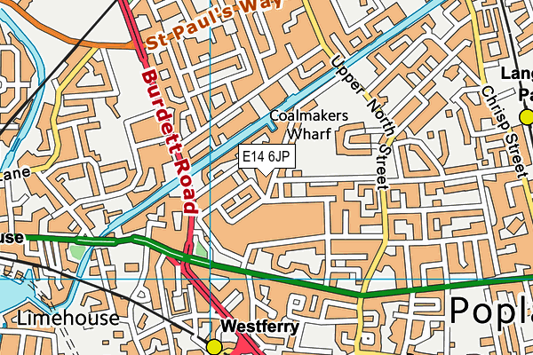 E14 6JP map - OS VectorMap District (Ordnance Survey)