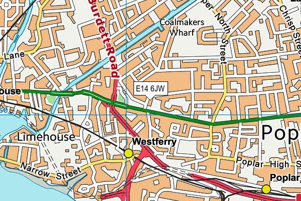 E14 6JW map - OS VectorMap District (Ordnance Survey)