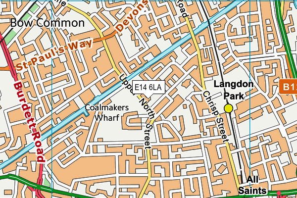 E14 6LA map - OS VectorMap District (Ordnance Survey)