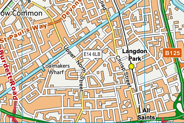 E14 6LB map - OS VectorMap District (Ordnance Survey)