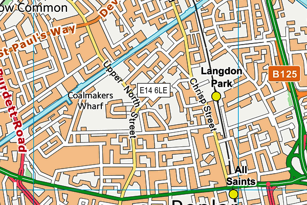 E14 6LE map - OS VectorMap District (Ordnance Survey)