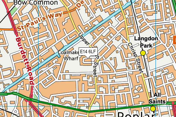 E14 6LF map - OS VectorMap District (Ordnance Survey)