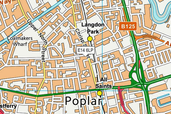 E14 6LP map - OS VectorMap District (Ordnance Survey)