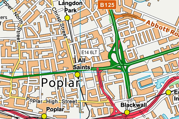 E14 6LT map - OS VectorMap District (Ordnance Survey)